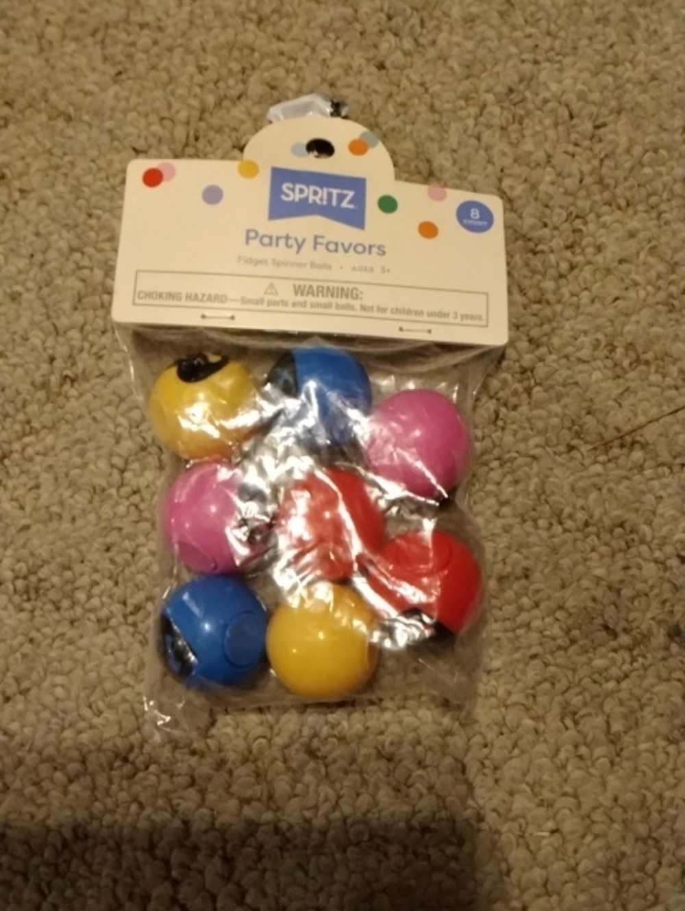 Spritz Multi-Color Fidget Spinner Balls Party Favors - Pink Blue Yellow Red